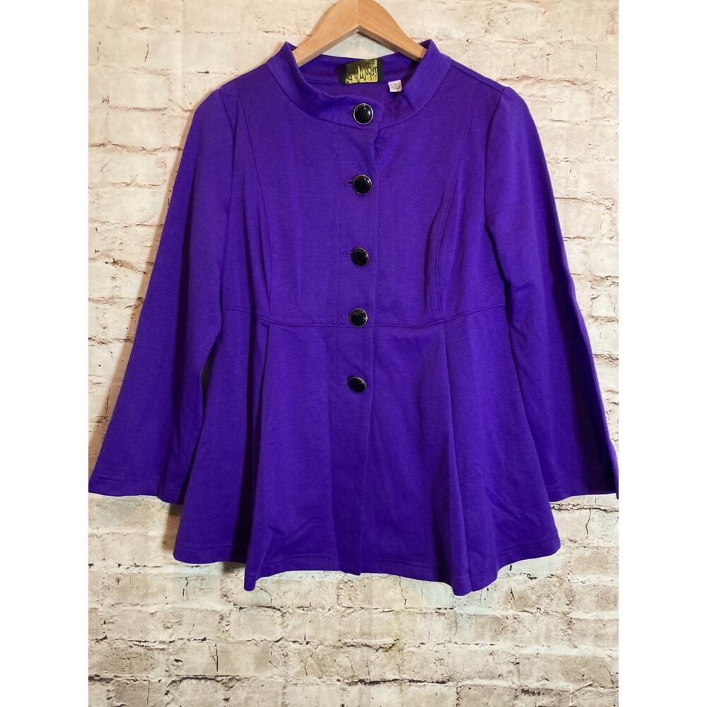 Bob‎ Mackie Wearable Art Jacket Womens Small Purple Button Up Lightweight Artsy